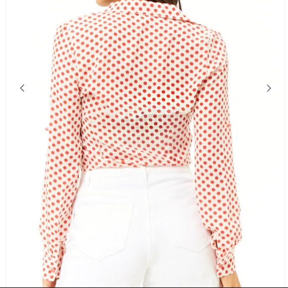 Tie-Front Polka Dot Shirt NWT - Picture 2 of 2